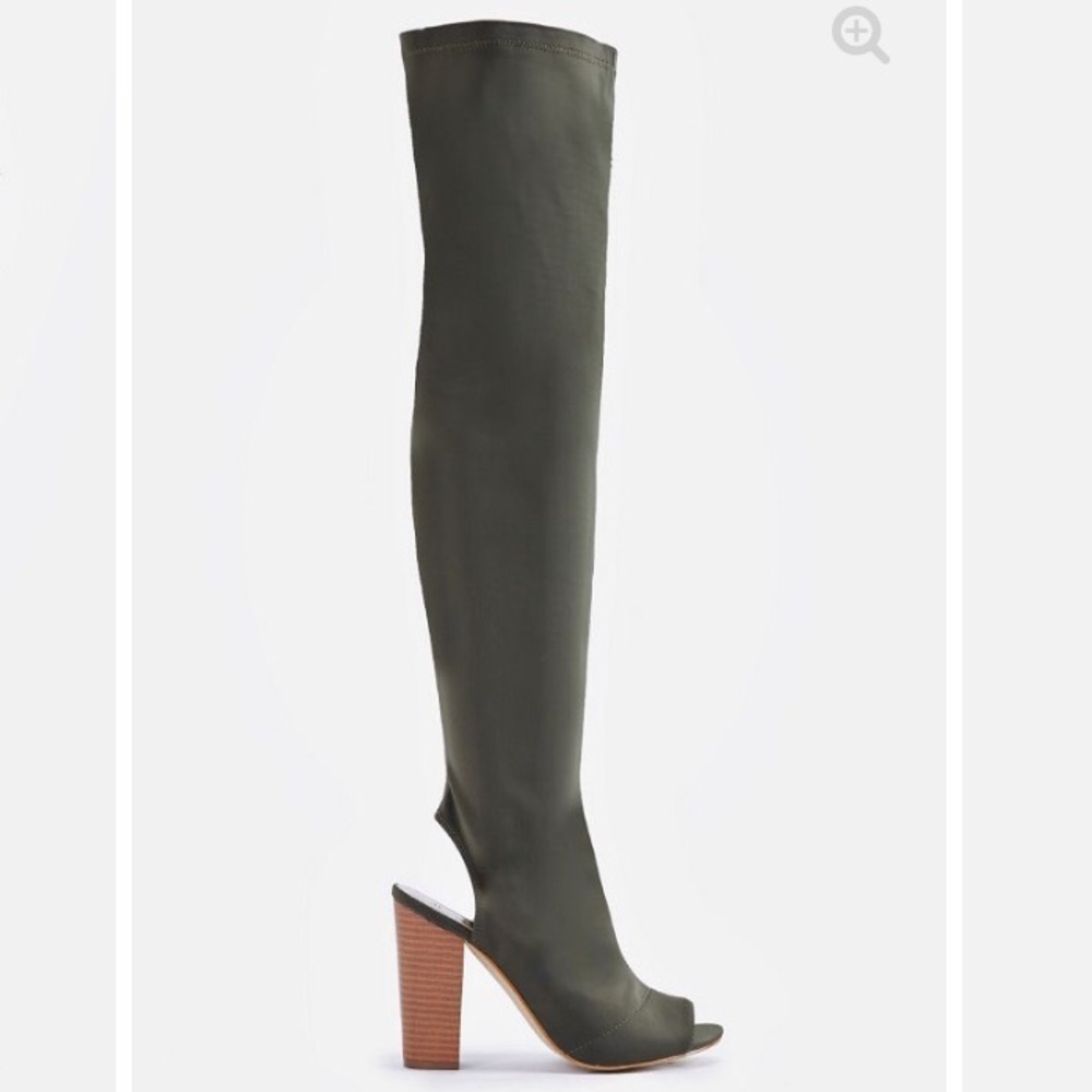 *SOLD ON MERCARI* 🆕Olive Open Toe Heeled Boots - Picture 2 of 7